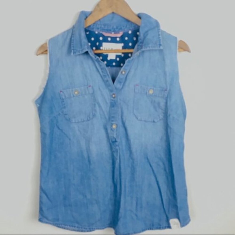 Target Feed USA Sleeveless Denim Raw Edge Armholes